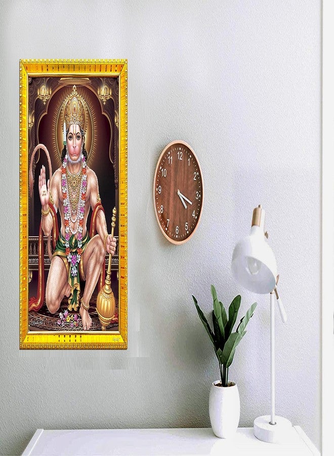 ZIG-ZAG zig zag Lord Hanuman Ji Bajrangbali Photo Frame For Wall / Table / Pooja Room ( 7X9 Inches, Acrylic Glass) Golden, Rectangular - Image 3